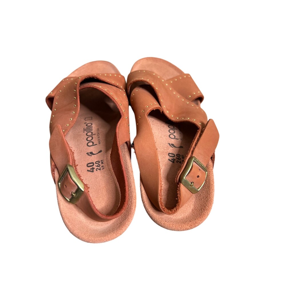 Birkenstock Papillio Samira Peach Red Nubuck Leather Wedge Sandals 40 US 9-9.5 - Picture 8 of 9